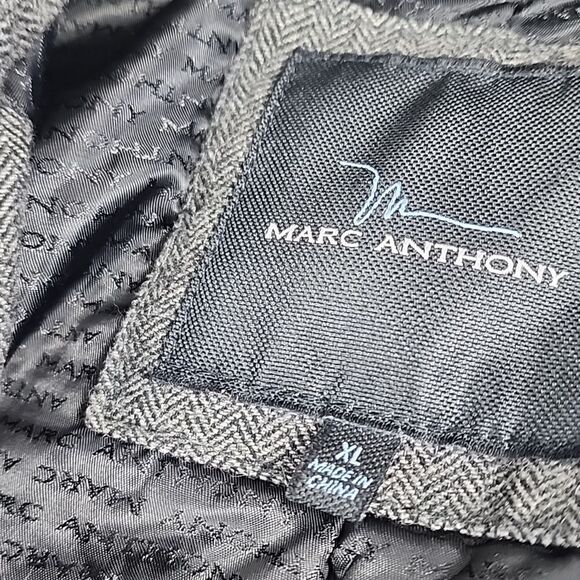 Pristine Men's Herringbone Wool Blend Marc Anthony Winter Jacket Coat - Picture 10 of 12